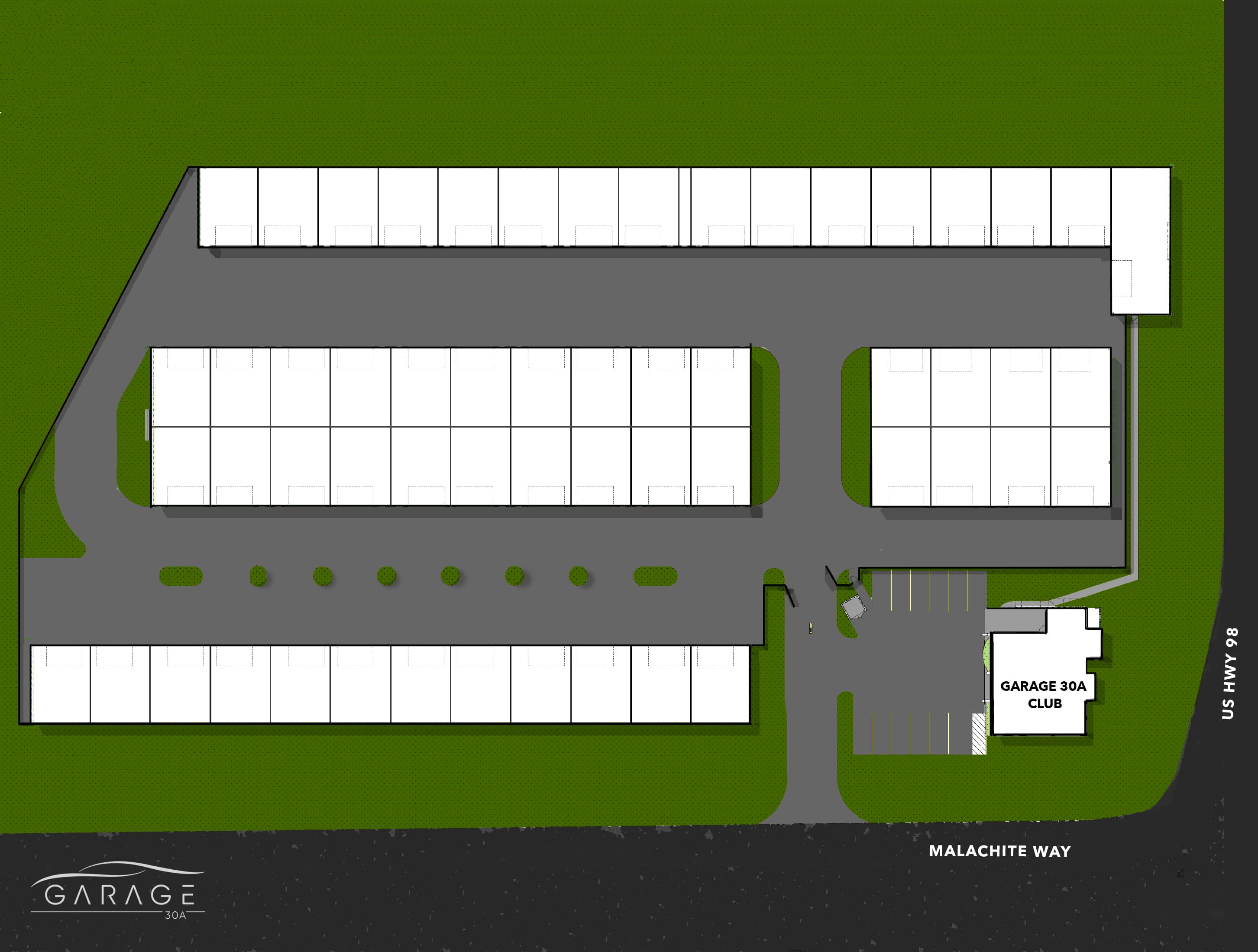 Garage 30A unit layout map showing available storage units and their locations